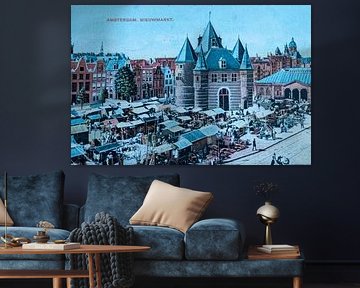 Nieuwmarkt Amsterdam in 1907 van Patricia Hofmeester