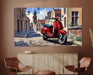 Geparkeerde scooter in Italiaanse sfeer