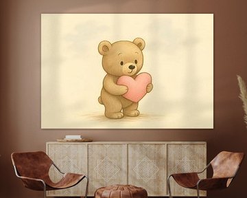 Knuffelbeer met pastel hart van Art & Soul Creations