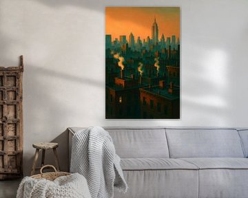 New York Skyline Haze: Schoorstenen en watertorens van Travel Shop