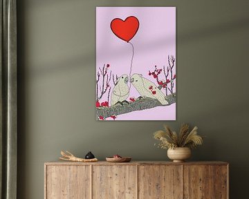 Twee vogels op een tak van Nicholas