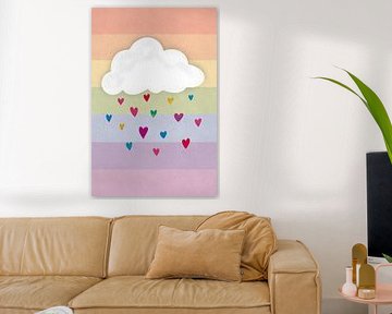 Raining Multicolored Hearts by EMELIEmaria