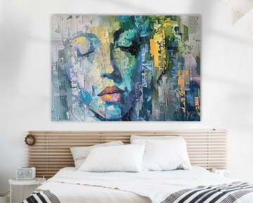 Woman with colours | Abstract Portrait Woman by Eye catching paintings