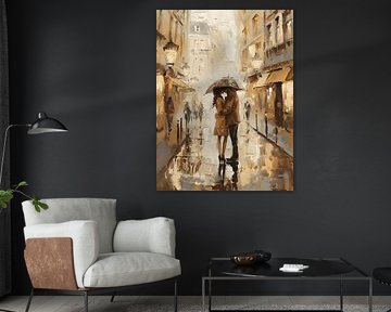 Küssendes Paar im Regen von MNS Designs