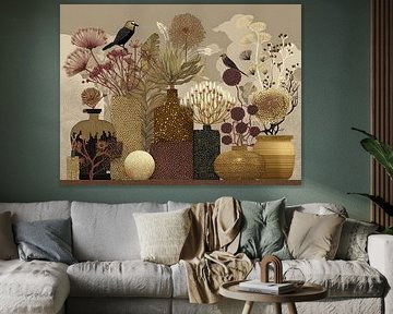 Elegant Vases with Unique Flora by Eye catching paintings