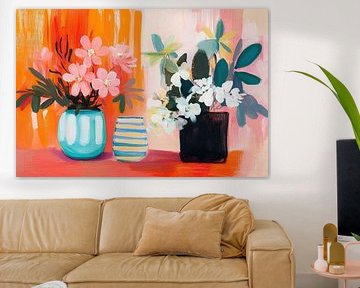 Flower Vase | Pink Flowers by Eye catching paintings