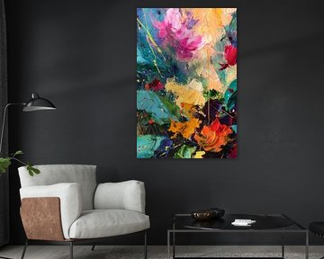 Vibrant Floral Impasto van Christian Ovís