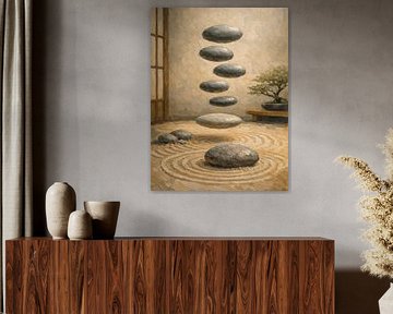 Zen-Balance-Steine Impasto-Kunst von Media Jeka