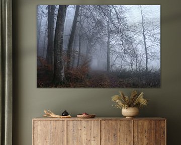 Dichte mist in het beukenbos bij Stockach - Landkreis Konstanz van BlattArt - Christine Horn