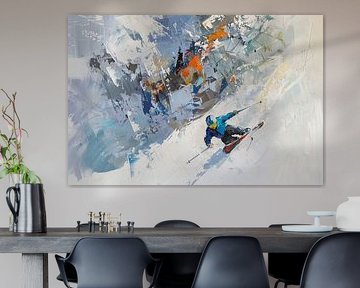Skiër in actie | Moderne wintersport kunst