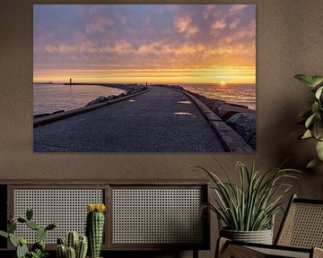 Pier IJmuiden at sunset by Paul Veen