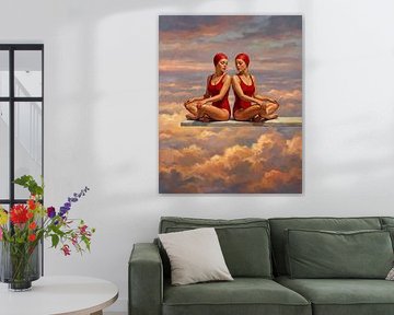 Femmes méditatives au-dessus des nuages