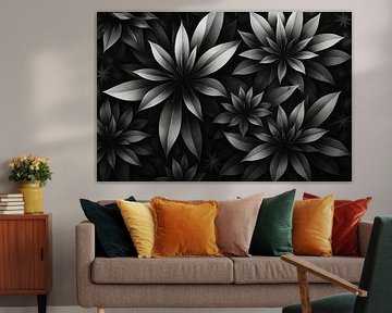 Stylised flowers in shades of grey by Imperial Art House