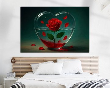Red rose in clear glass by Imperial Art House