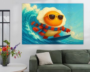 Cartoon-Ei auf blauer Welle von Imperial Art House