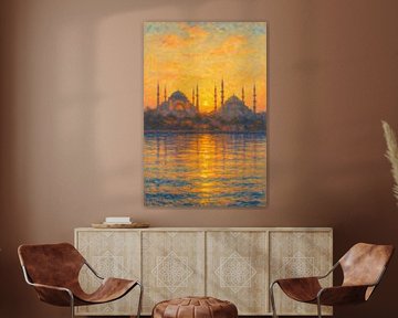 Horizon d'Istanbul, coucher de soleil sur Sainte-Sophie – Art impressionniste du Bosphore sur Travel Shop