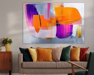 Floating Orange and Purple Shapes by Modern Collection