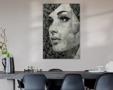 Frau Augen | Schwarz-Weiß Frau Abstraktion von Kunst Laune