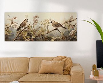 Sparrow Nature Painting | Rustic Sparrow by Eye catching paintings