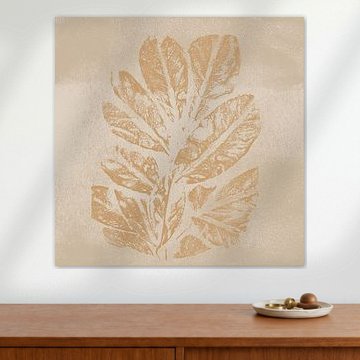 Leaves. Wabi-sabi botanical art in sand, white, ochre by Dina Dankers