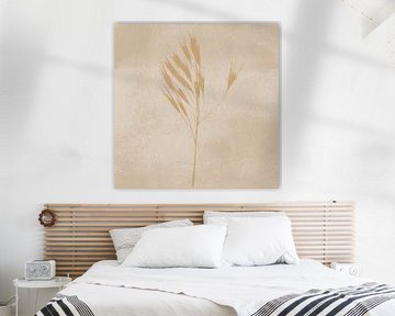 Minimalist wabi-sabi botanical art in sand, white, ochre by Dina Dankers