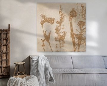 Summer flowers and leaves. Wabi-sabi botanical art by Dina Dankers