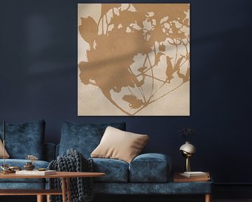 Ochre abstract wabi-sabi botanical art I by Dina Dankers