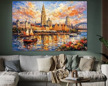 Antwerp, Belgium an impressionist painting by Gallery Hoppenbrouwers