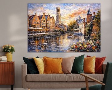 Bruges, Belgium an impressionist painting. by Gallery Hoppenbrouwers