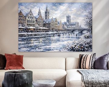 Gent, Belgien, ein impressionistisches Gemälde. von Galerie Hoppenbrouwers