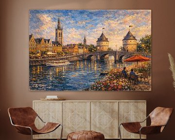 Kortrijk, Belgium an impressionist painting. by Gallery Hoppenbrouwers