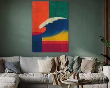 Abstrakte Welle in geometrischen Farbfeldern von Niklas Maximilian