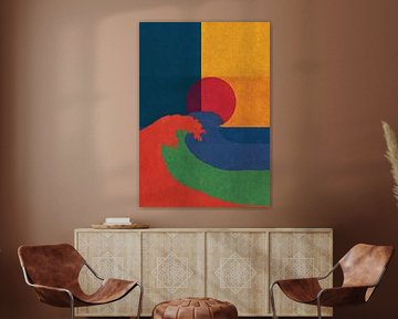 Geometrische Komposition mit rotem Kreis von Niklas Maximilian