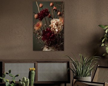 Dried flowers on natural clear background Dark green by Esmeé Kiewiet