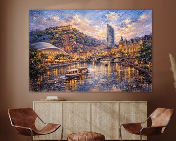 Lüttich, Belgien, ein impressionistisches Gemälde. von Galerie Hoppenbrouwers