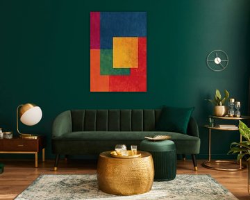 Geometric colour field grid with gold accents by Niklas Maximilian