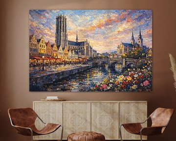 Mechelen, Belgium an impressionist painting. by Gallery Hoppenbrouwers
