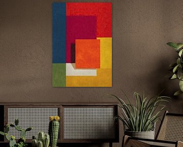 Moderne Geometrie in Purpur, Gold und Terracotta von Niklas Maximilian