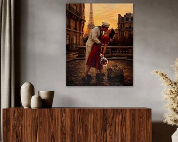 Pariser Kuss unter dem Eiffelturm von Jan Keteleer
