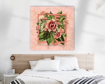 'Liefs' in Botanical elements with pink frame
