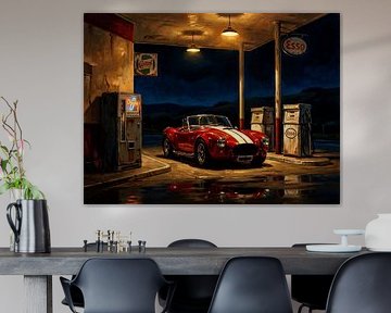 Ford AC Cobra bij nacht Scène bij tankstation