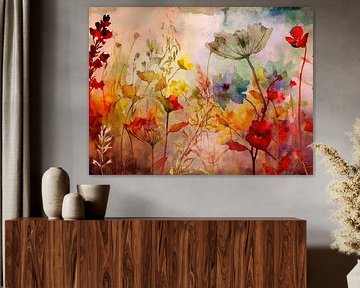 Champ de fleurs botanique avec une  ambiance estivale idyllique sur Studio Pieternel