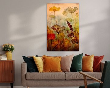 Art botanique onirique : bordure estivale avec des graminées sauvages sur Studio Pieternel