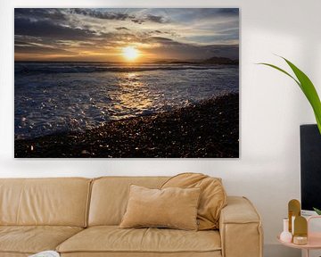 Coucher de soleil sur la plage d'Isla Plana, Murcie