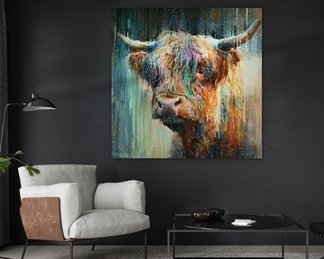 Highland Cow in Blue