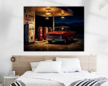 Vintage-Chevrolet-Truck in Rot bei Nacht