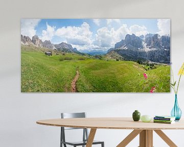 hiking trail at Grodnerjoch, picturesque landscape of the Dolomites Alps, by SusaZoom