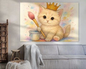 Lieve Katze mit Krone und Pinsel von Imperial Art House