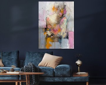 Abstrakte Frau | Minimalistische abstrakte Frau mit Linien von Blickfänger Gemälde