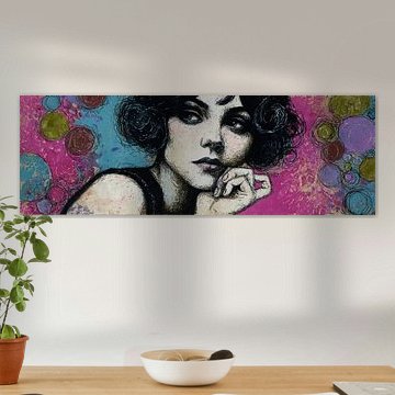 Portrait of a woman in bright colours | Woman with colourful background by Abstract Painting